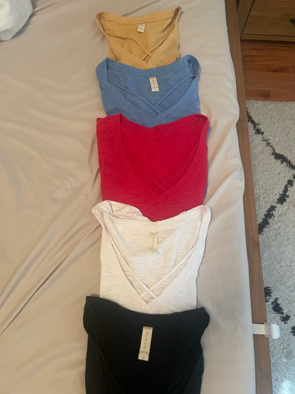 Classic V-Neck Women's Top in Mustard, Blue, Red, White & Black